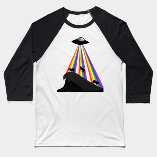 Alien Abduction Cows Rainbow Ray Baseball T-Shirt